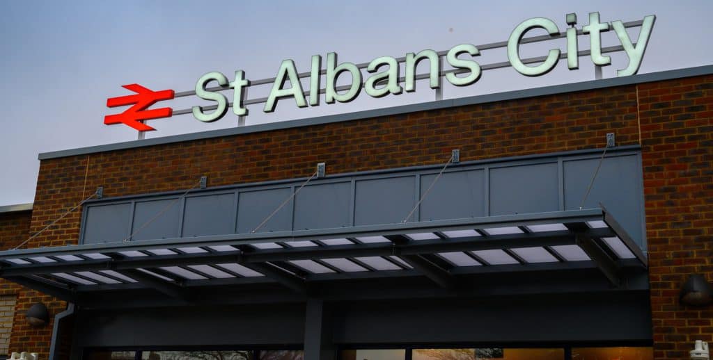 St Albans City railway station sign